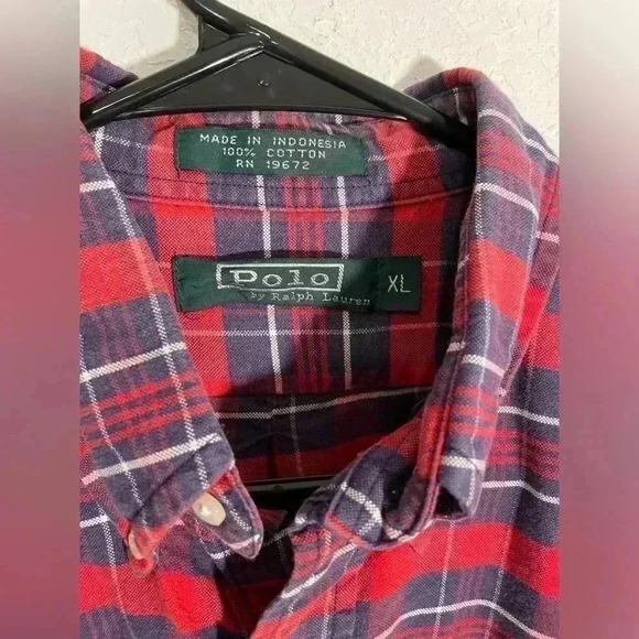 Polo by Ralph Lauren Red White and Blue Plaid Long Sleeve Button Down Boys XL - Picture 2 of 4